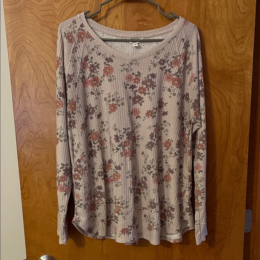 Last chance! Sonoma Floral Long Sleeve Top - Cream and Pink